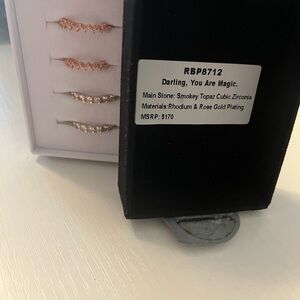 Bomb party Rose Gold Plated ring with Smokey Topaz Cubic Zirconia